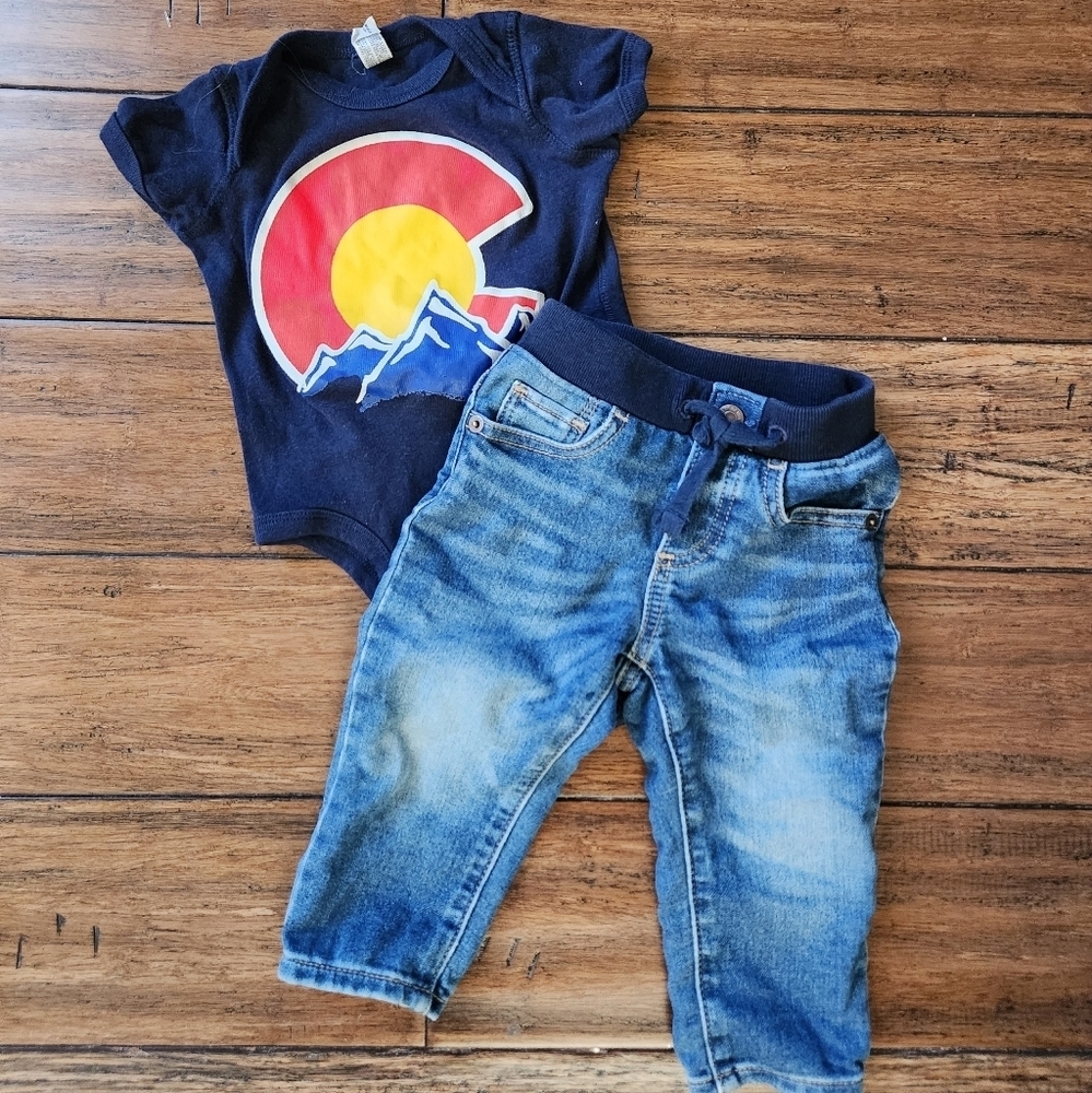 12 month Colorado‎ Onesie and Gap Jeans